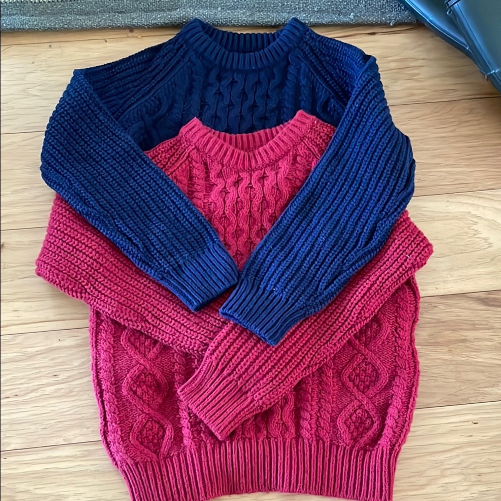 GAP kids Navy and Red Cable Knit Sweater Set